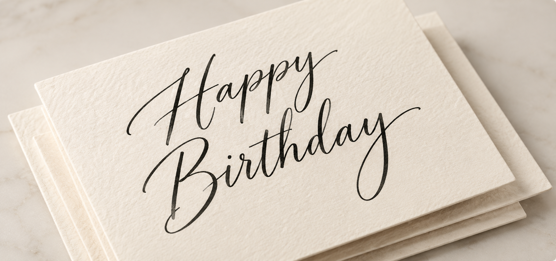 Ivory calligraphy birthday card